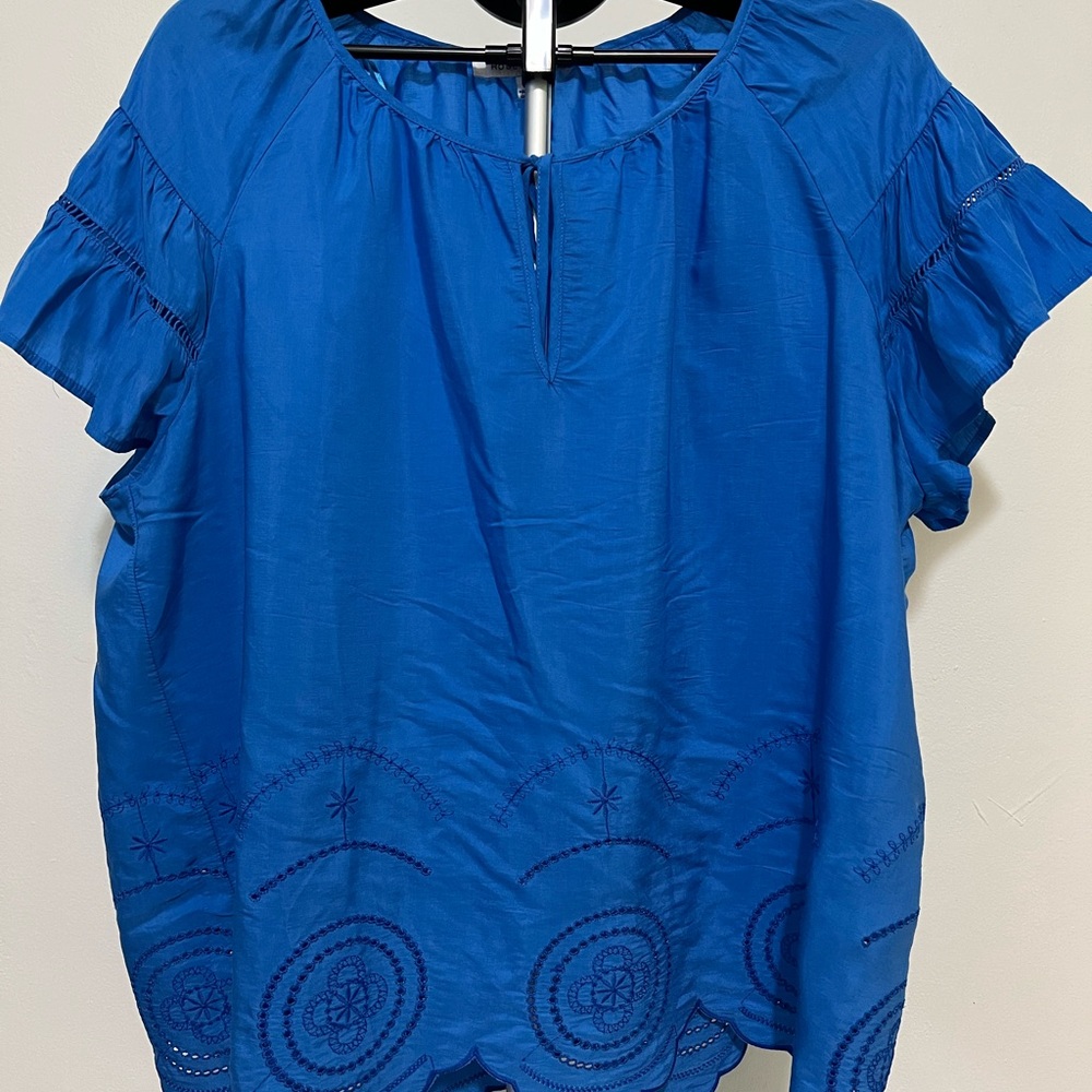 Rose & Olive Royal Blue Embroidered Blouse